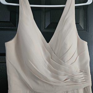 A-Line V-Neck Pleated Chiffon Floor-Length Dress